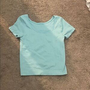 lululemon athletica Light Blue Ribbed Crop Top
